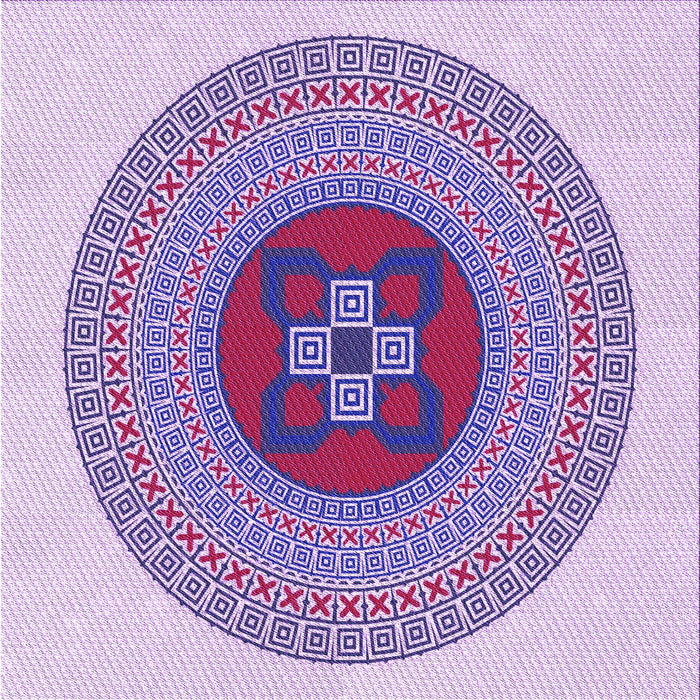 Round Patterned Dark Orchid Purple Rug, pat998pur