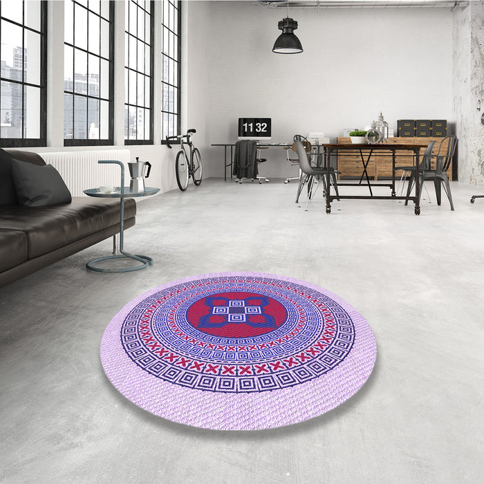 Round Patterned Dark Orchid Purple Rug in a Office, pat998pur