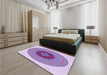 Round Machine Washable Transitional Dark Orchid Purple Rug in a Office, wshpat998pur