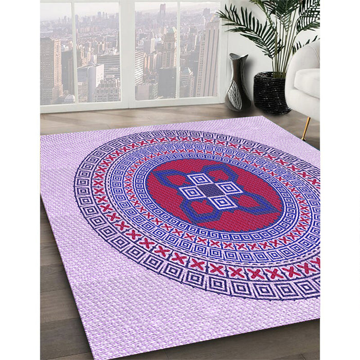 Patterned Dark Orchid Purple Rug in Family Room, pat998pur