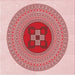 Round Patterned Red Rug, pat998rd