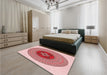 Round Machine Washable Transitional Red Rug in a Office, wshpat998rd