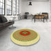 Round Patterned Dark Bisque Brown Rug in a Office, pat998yw