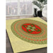 Machine Washable Transitional Dark Bisque Brown Rug in a Family Room, wshpat998yw