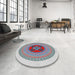 Round Machine Washable Transitional Platinum Gray Rug in a Office, wshpat998