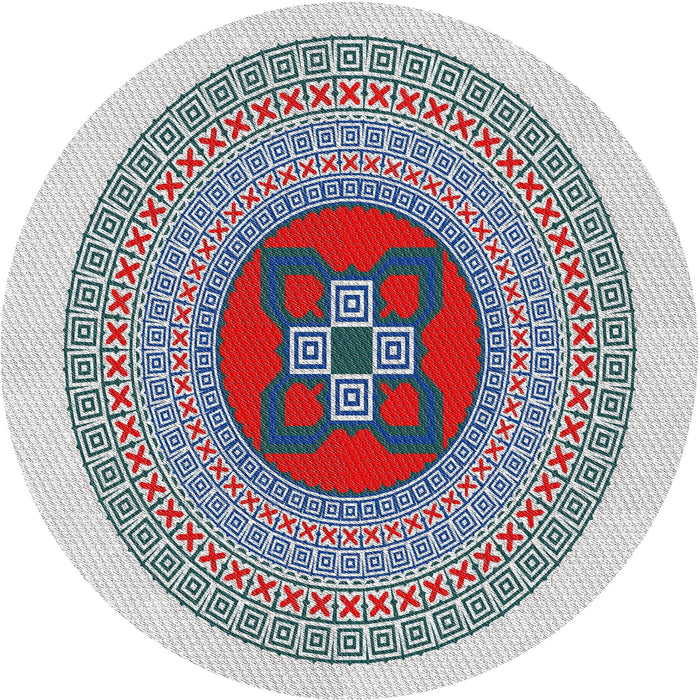 Sideview of Patterned Platinum Gray Novelty Rug, pat998