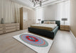 Patterned Platinum Gray Novelty Rug in a Bedroom, pat998