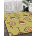 Machine Washable Transitional Bright Gold Yellow Rug in a Family Room, wshpat999brn