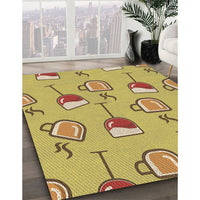 Patterned Bright Gold Yellow Rug, pat999brn