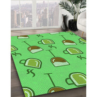 Patterned Neon Green Rug, pat999grn