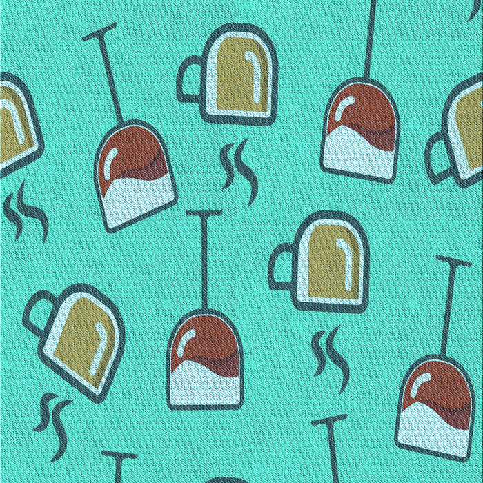 Patterned Bright Cyan Blue Rug, pat999lblu