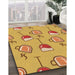 Patterned Saffron Yellow Rug in Family Room, pat999org