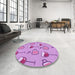 Round Patterned Violet Purple Rug in a Office, pat999pur