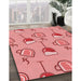 Patterned Pastel Pink Rug in Family Room, pat999rd