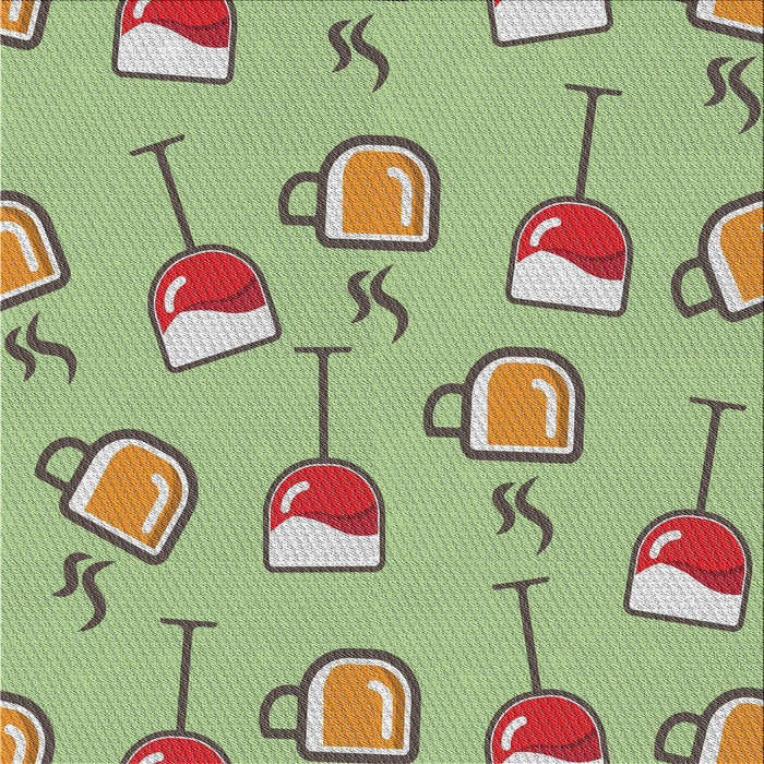 Square Patterned Tea Green Novelty Rug, pat999