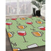 Patterned Tea Green Novelty Rug in Family Room, pat999