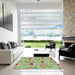 Square Machine Washable Transitional Tea Green Rug in a Living Room, wshpat999