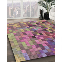 Patterned Dark Raspberry Purple Modern Rug, pat99