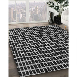 Patterned Dark Gray Novelty Rug in Family Room, pat9