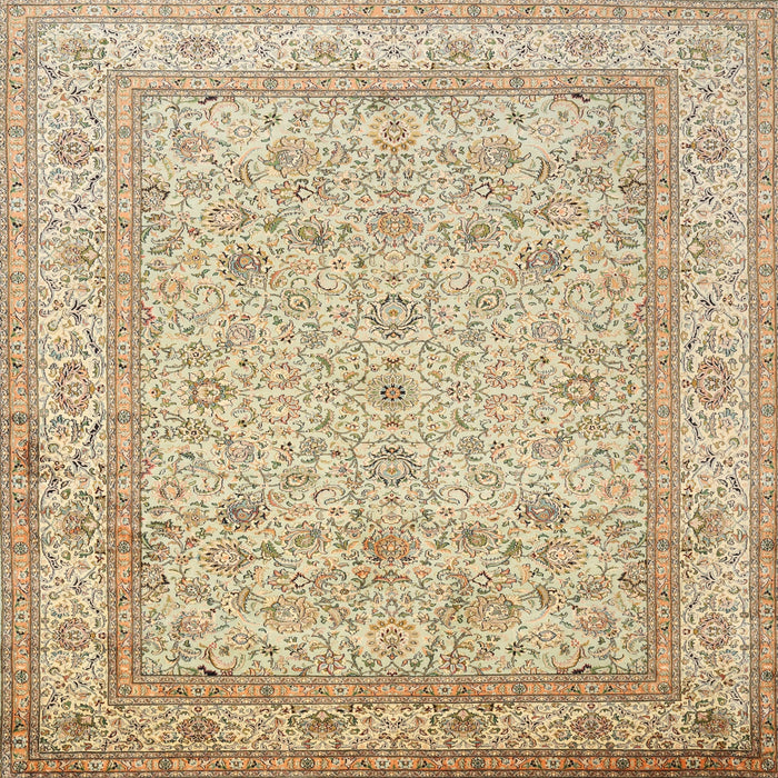 Square Traditional Brown Gold Persian Rug, tr1002