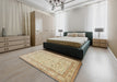 Traditional Brown Gold Persian Rug in a Bedroom, tr1002