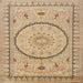 Square Traditional Light Brown Medallion Rug, tr1003