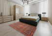 Traditional Orange Salmon Pink Persian Rug in a Bedroom, tr1005