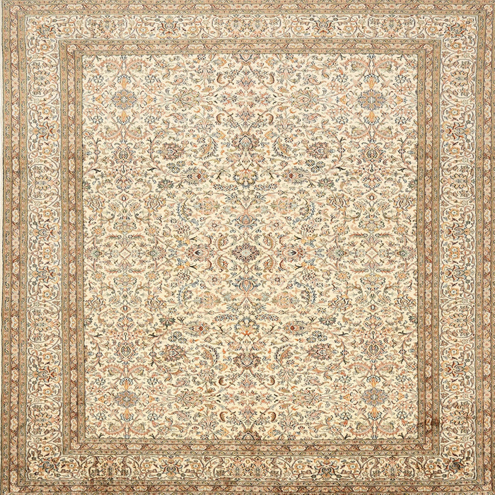 Square Traditional Khaki Gold Persian Rug, tr1006