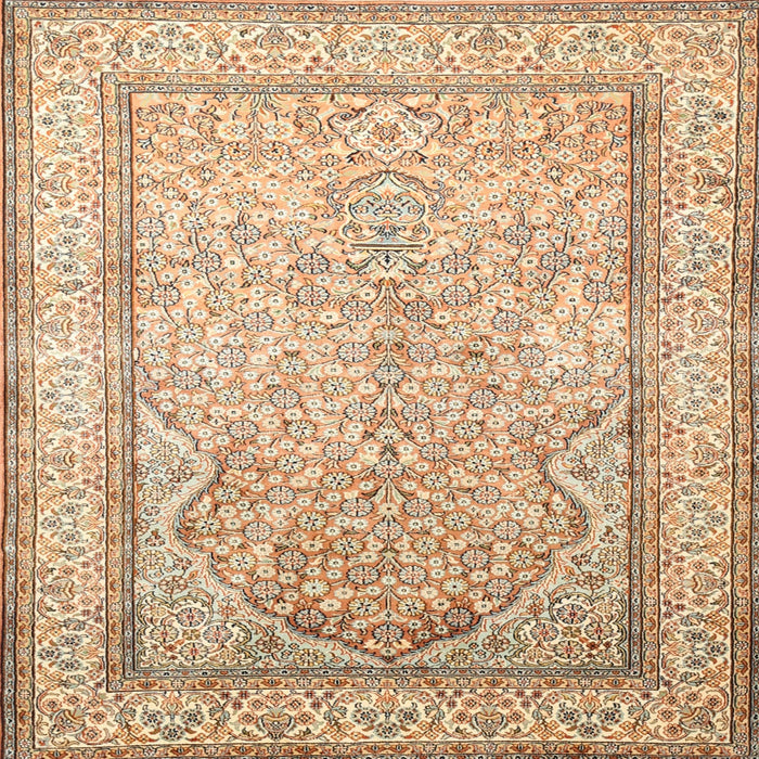 Square Traditional Brown Gold Persian Rug, tr1007