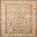 Square Traditional Brown Gold Persian Rug, tr1007