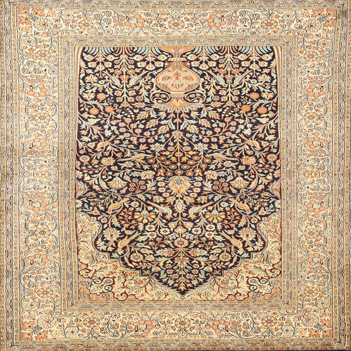 Square Traditional Brown Gold Persian Rug, tr1008