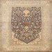 Square Traditional Brown Gold Persian Rug, tr1008