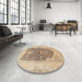 Round Traditional Brown Gold Persian Rug in a Office, tr1008