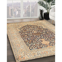 Traditional Brown Gold Persian Rug, tr1008