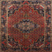 Square Traditional Sienna Brown Medallion Rug, tr100