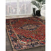 Traditional Sienna Brown Medallion Rug in Family Room, tr100