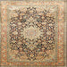 Square Traditional Sienna Brown Medallion Rug, tr1010