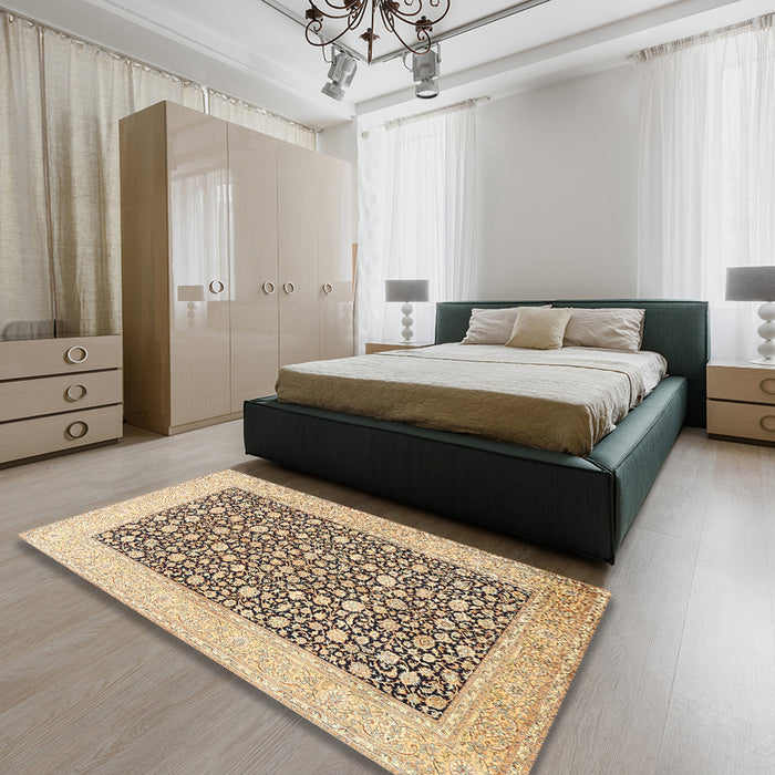 Machine Washable Traditional Sienna Brown Rug in a Bedroom, wshtr1012
