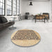 Round Traditional Sienna Brown Persian Rug in a Office, tr1012