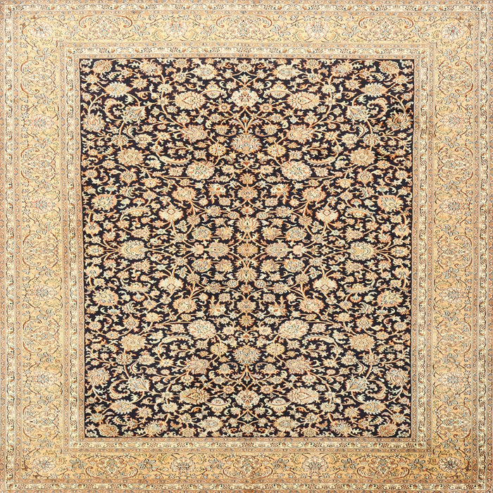 Round Machine Washable Traditional Sienna Brown Rug, wshtr1012