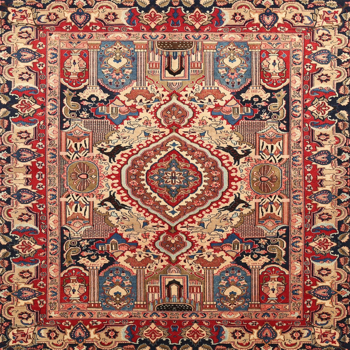 Square Traditional Saffron Red Persian Rug, tr1014