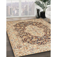 Traditional Brown Gold Medallion Rug, tr1015