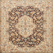 Square Traditional Brown Gold Medallion Rug, tr1015