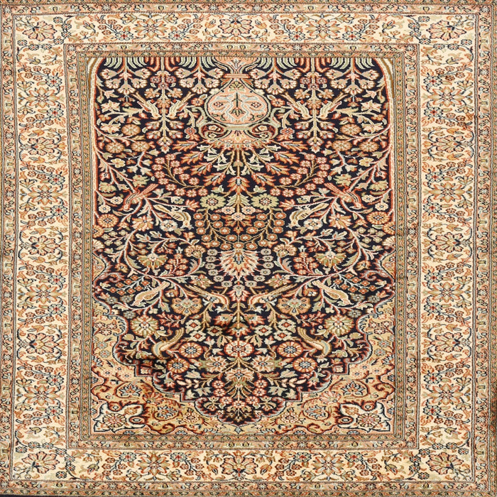 Round Machine Washable Traditional Sienna Brown Rug, wshtr1016