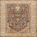 Round Machine Washable Traditional Sienna Brown Rug, wshtr1016