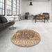 Round Machine Washable Traditional Sienna Brown Rug in a Office, wshtr1016