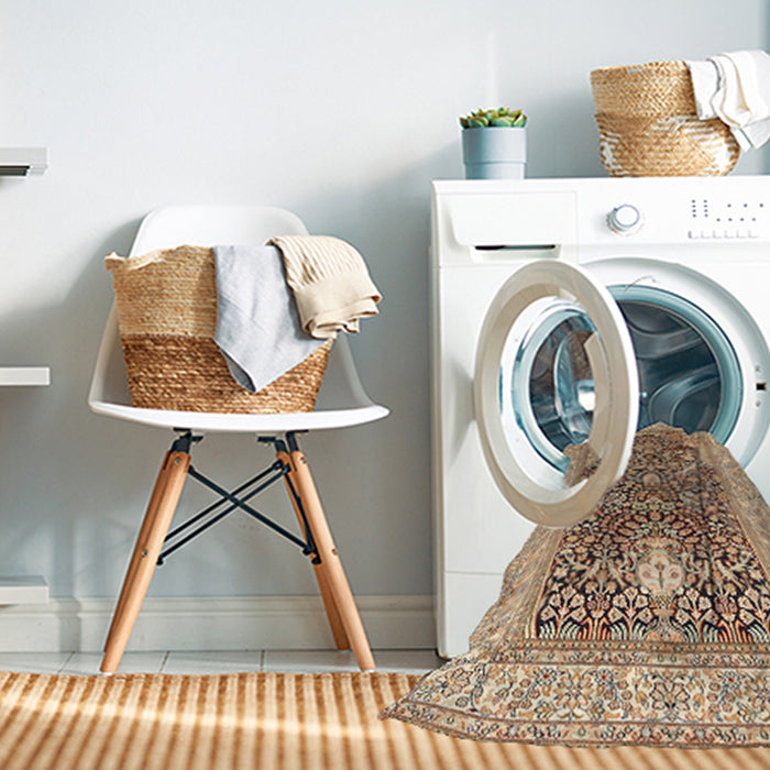 Machine Washable Traditional Sienna Brown Rug in a Washing Machine, wshtr1016