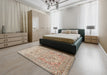 Traditional Dark Gold Brown Persian Rug in a Bedroom, tr1019