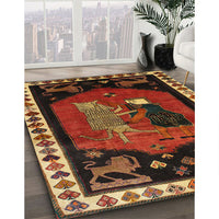 Traditional Saffron Red Animal Rug, tr101