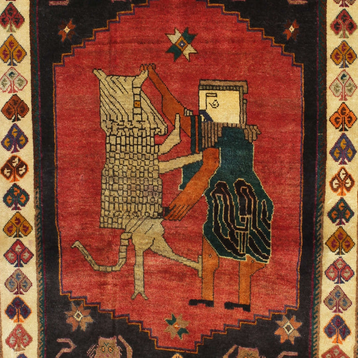 Machine Washable Traditional Saffron Red Rug, wshtr101